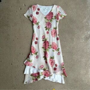 vintage floral ruffled fairycore midi dress